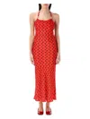 Marine Serre Red Moon Satin Long Slip Dress In Red
