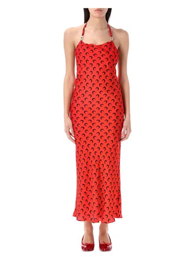 MARINE SERRE WOMEN'S MOON SATIN LONG SLIP DRESS