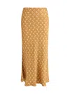 Marine Serre Printed High Waist Midi Skirt With Side Slit In Brown