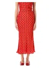 Marine Serre Crescent Moon-print Satin Midi Skirt In Red