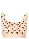 Marine Serre Beige Top With All-over Crescent Moon Print In Beige