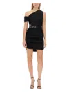Marine Serre Shelter One-shoulder Draped Jersey Minidress In Black