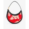 Marine Serre Womens Red Eclips Hawaiian-print Leather Shoulder Bag In Red