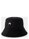 Marine Serre Logo-embroidered Cotton Bucket Hat In Black