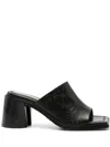 Marine Serre Embossed Leather Mules In Black In Black