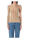 Marine Serre Second Skin Moon Asymmetric Top In Tan