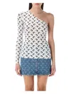 Marine Serre Moon Jersey Second Skin Asymmetric Top Optical White In White