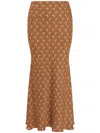 Marine Serre Printed High Waist Midi Skirt With Side Slit In Marrone
