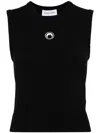 Marine Serre Moon Logo Ribbed Jersey Tank Top In Black
