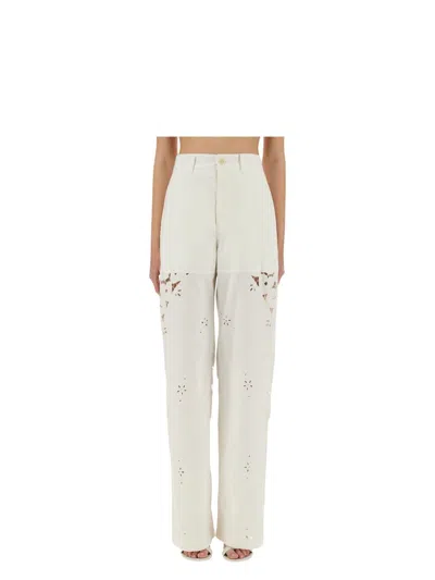 MARINE SERRE WOMEN'S UPCYCLED LINEN PANTS