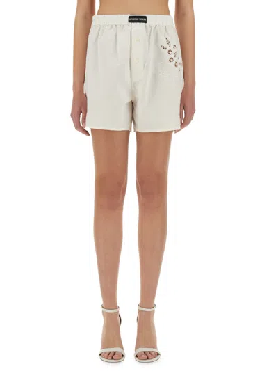 Marine Serre Women Upcycled Linen Shorts In White