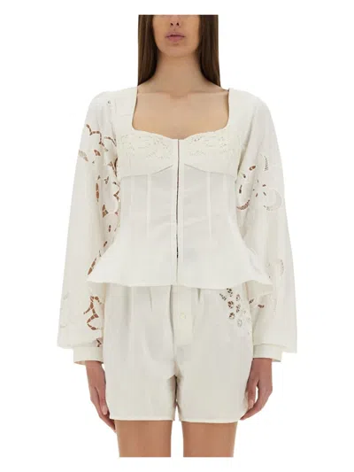 MARINE SERRE WOMEN'S UPCYCLED LINEN TOP