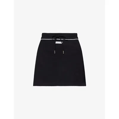 Marine Serre Womens Black Contrast-trim Ribbed Cotton-jersey Mini Skirt