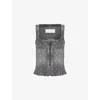 Marine Serre Womens Dark Grey Moon-print Bustier Denim Top In Gray