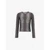 Marine Serre Gray Moon Skin Jacquard Knit Fitted Sweater In Stone Grey