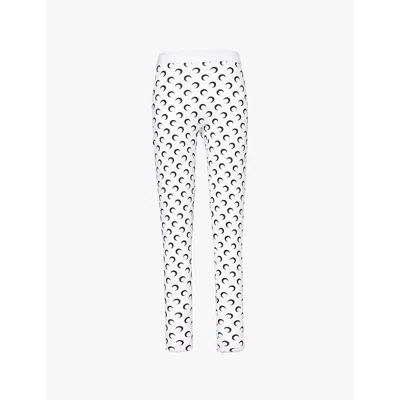 Marine Serre Crescent Moon Lycra Leggings With All-over Logo In White