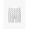 Marine Serre Womens Wh00 Optical White Moon-print High-rise Recycled Stretch-jersey Shorts