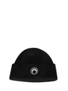 Marine Serre Wool Beanie With Classic Knit Texture In Black