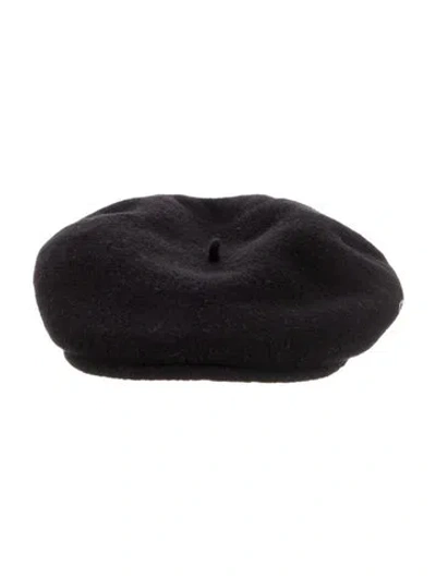 Pre-owned Marine Serre Wool Beret Hat In Black