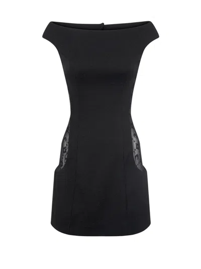 Marine Serre Wool Bouchè Sleeveless Mini Dress Woman Black
