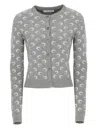 Marine Serre Crescent Moon Pattern Knit Cardigan In Gray