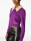 Marine Serre Wool Cropped Cardigan In Purple