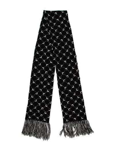 Pre-owned Marine Serre Wool Graphic Print Scarf In Black