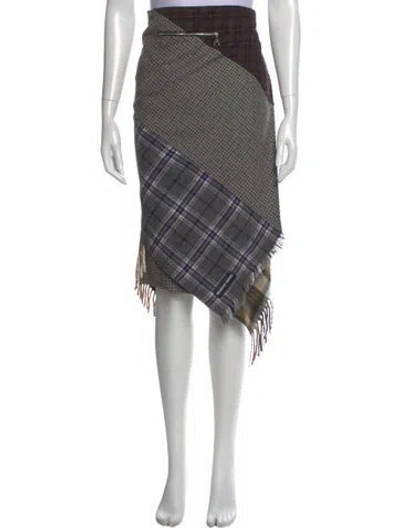 Pre-owned Marine Serre Wool Midi Length Skirt In Neutral