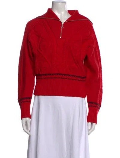 Pre-owned Marine Serre Wool Mock Neck Sweater In Red