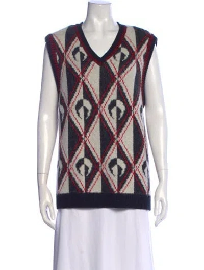 Pre-owned Marine Serre Wool Patterned Sweater In Black