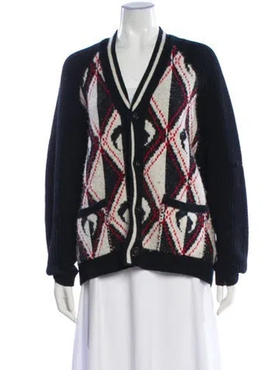 Pre-owned Marine Serre Wool Printed Sweater In Blue