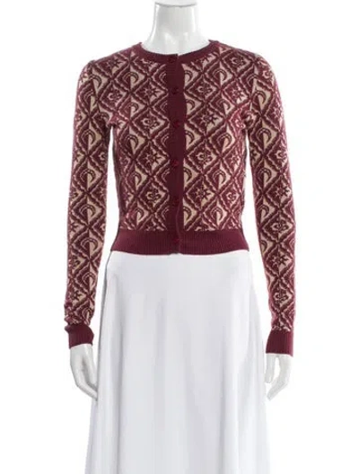 Pre-owned Marine Serre Wool Printed Sweater In Burgundy