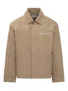 Marine Serre Moon Jacquard Twill Workwear Jacket In Beige