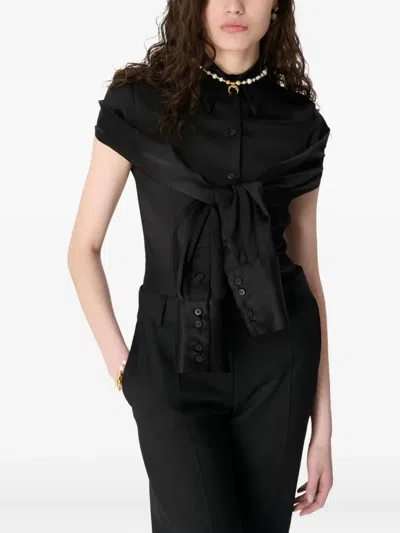 Marine Serre Wrapped Satin Shirt In Black