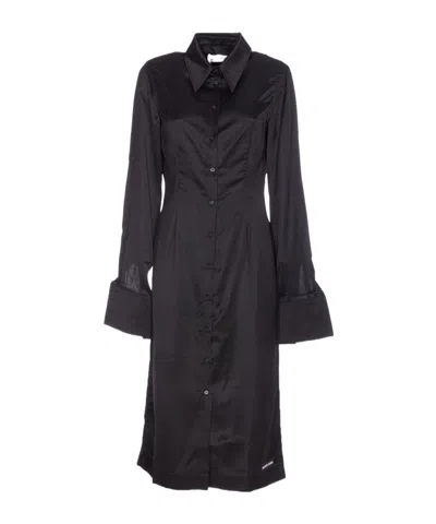 Marine Serre Wrapped Satin Wrapped Long Dress In Black