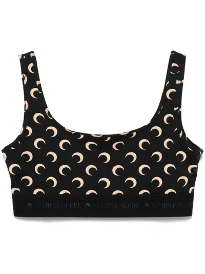Marine Serre Recycled Moon Jersey Sport Bra In Brown