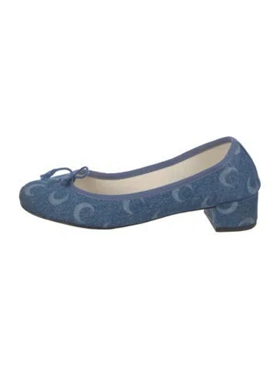 Pre-owned Marine Serre X Repetto Denim Printed Pumps In Blue