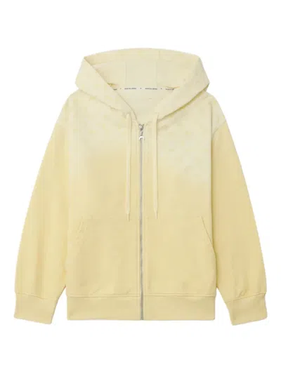 Marine Serre Faded Moon Fleece Cropped Zip-up Hoodie In Red