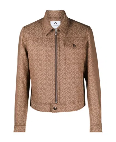 Marine Serre Zip-up Printed Jacket In Neutrals