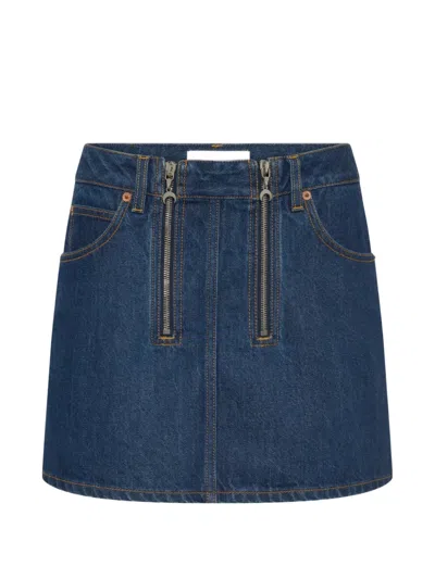 Marine Serre Zipped Mini Skirt In Blue