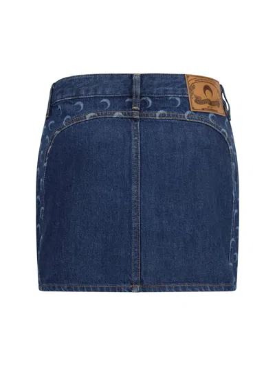 Marine Serre Zipped Organic Cotton Mini Skirt In Navy