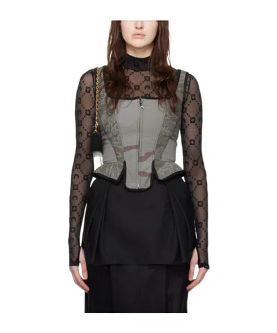 Marine Serre Zipper Vest In Black