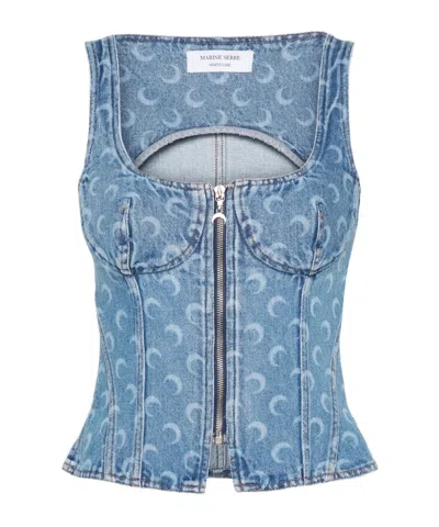 MARINE SERRE MARINE SERRE MOON LASER ZIPPED BUSTIER TOP