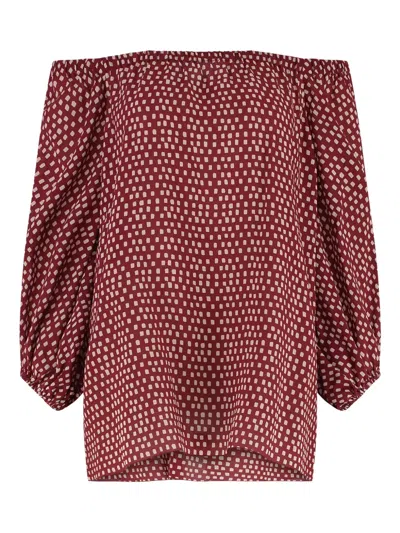 Marinella Piccinno Silk Polka-dot Blouse In Red