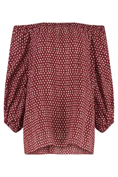Marinella Piccinno Silk Polka-dot Blouse In Red
