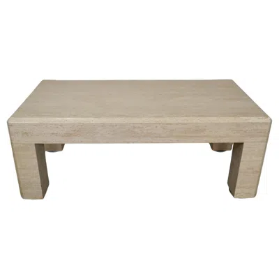 Pre-owned Mario Bellini 1970's Postmodern Hollywood Regency Solid Travertine Coffee Table In Brown