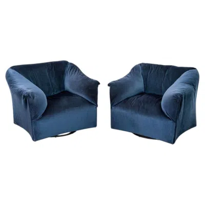 Pre-owned Mario Bellini 1970s Pair Of  For Cassina Tentazione Swivel Club Lounge Chairs In Purple