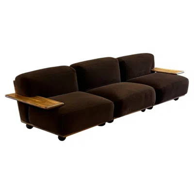 Pre-owned Mario Bellini 1970s Pianura Sofa 3seater By  For Cassina In Italian Walnut In Brown