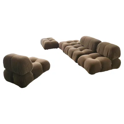 Pre-owned Mario Bellini 5 Modular Camaleonda Armchairs And Ottomans In Brown Corduroy By Bellini For C&b