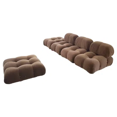 Pre-owned Mario Bellini 5 Modular Camaleonda Armchairs And Ottomans In Brown Corduroy By Bellini For C&b